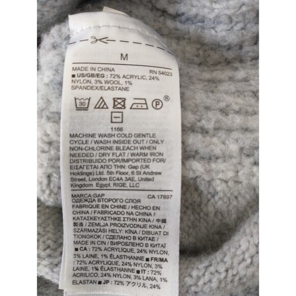 Gap Women's Medium Cowl Neck Grey Tunic Sweater Warm Cozy Cabincore Snuggles - Picture 6 of 9